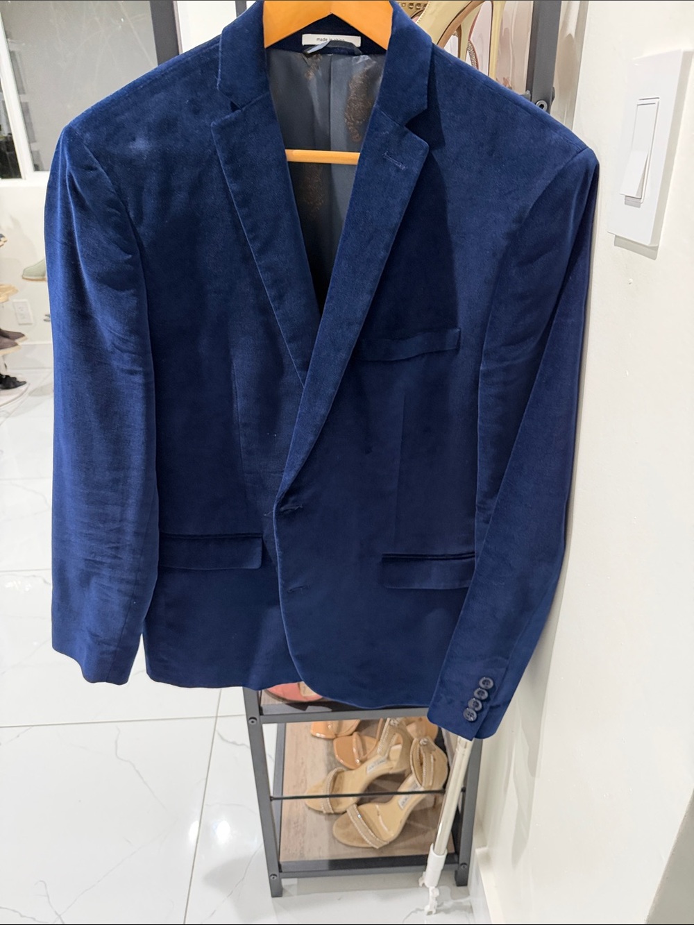 Bar III Navy Velvet Sport Coat